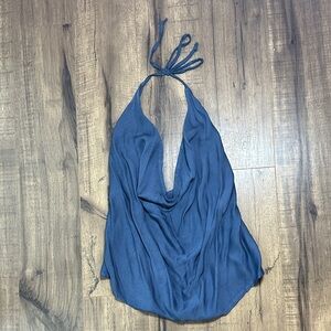 Don’t Ask Why Blue Open Back Halter Top